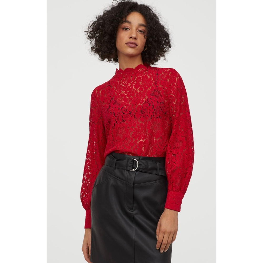 Lace red top